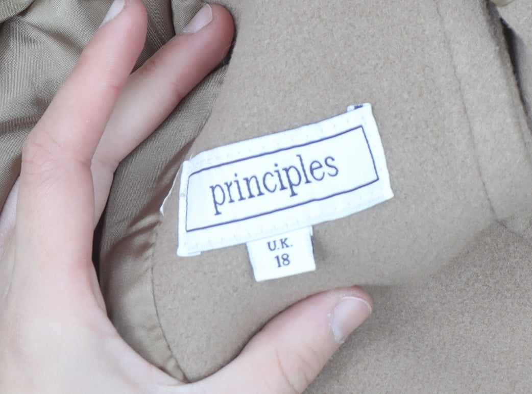 Principles Women's Beige Wool Cashmere Belted Trench Coat Size 18