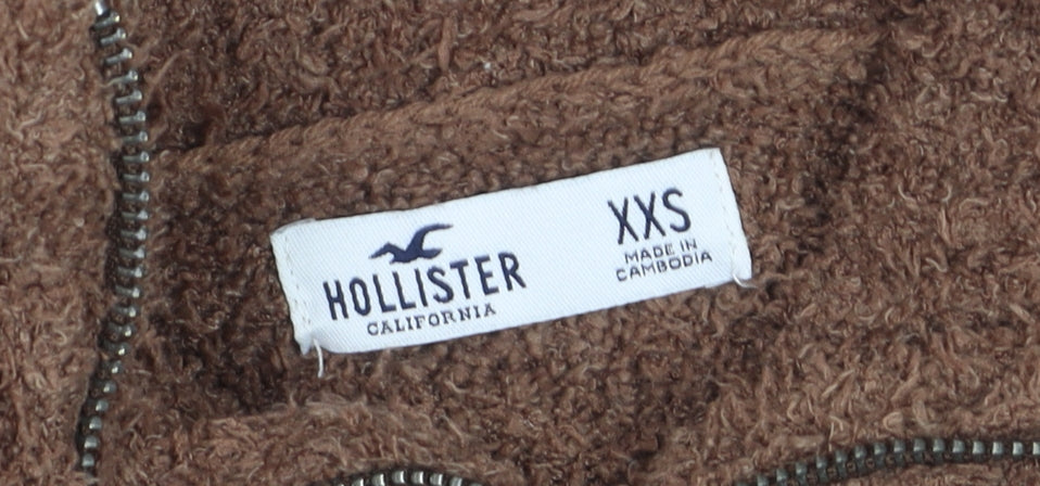 Hollister Women Brown Fleece 1/4 Zip Jumper XXS