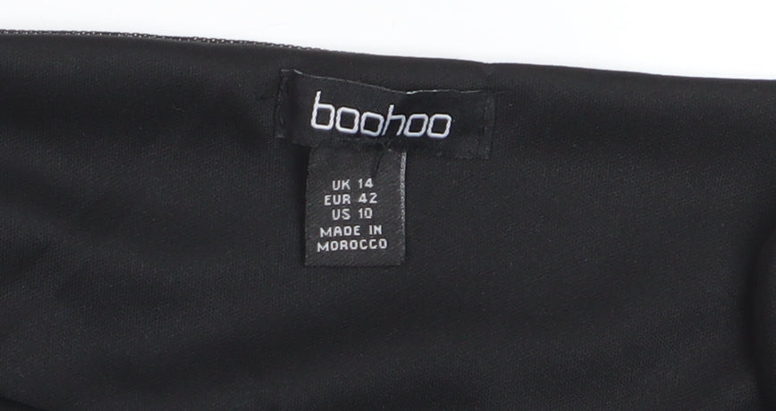 Boohoo Women’s Black Size 14 Long Ruffle Bodycon Dress