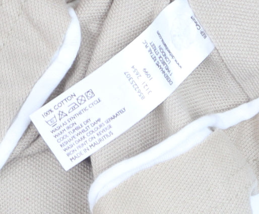 Debenhams Men's Beige Short Sleeve Polo Shirt Medium 100% Cotton