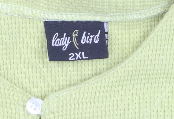 Ladybird Women's Green 2XL Waffle-Knit Cotton Henley Jumper