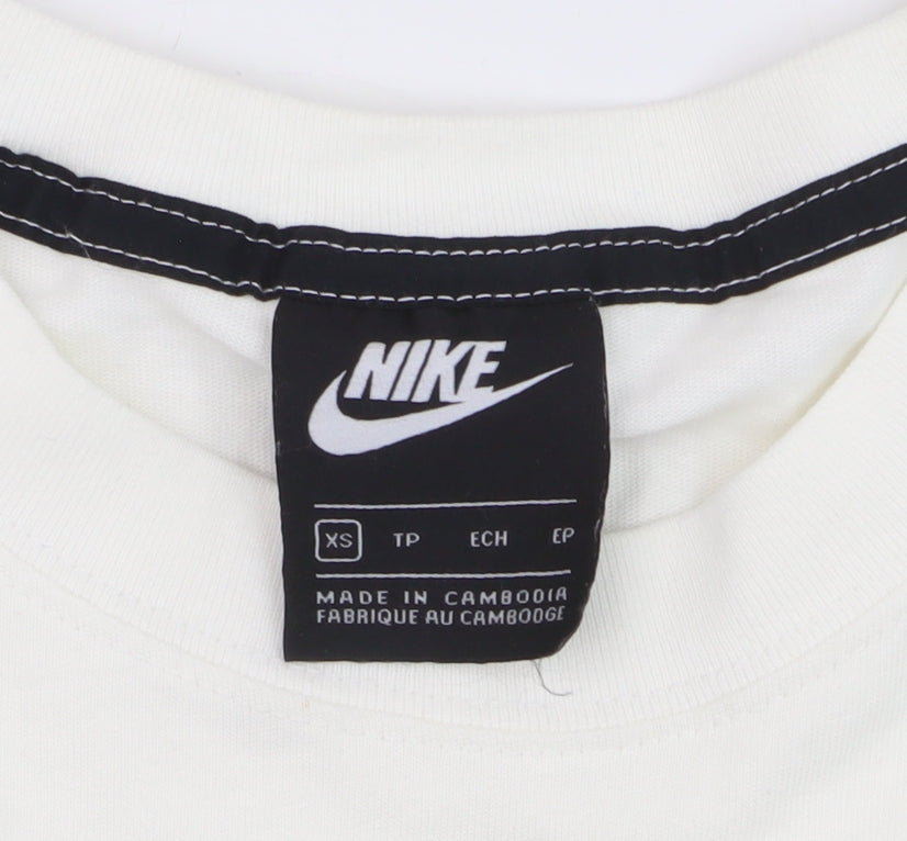 Nike Womens White XS Relaxed Fit Cotton Logo T-Shirt