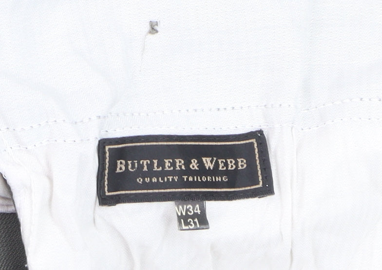 Butler & Webb Men's Grey Cotton Dress Pants W34 L31