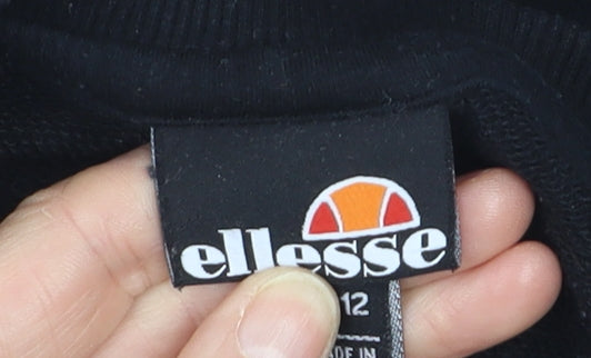 Ellesse Womens Black Crew Neck Pullover Sweatshirt UK 12