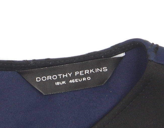 Dorothy Perkins Womens Blue Velvet Floral Peplum Sleeveless Blouse Size 18