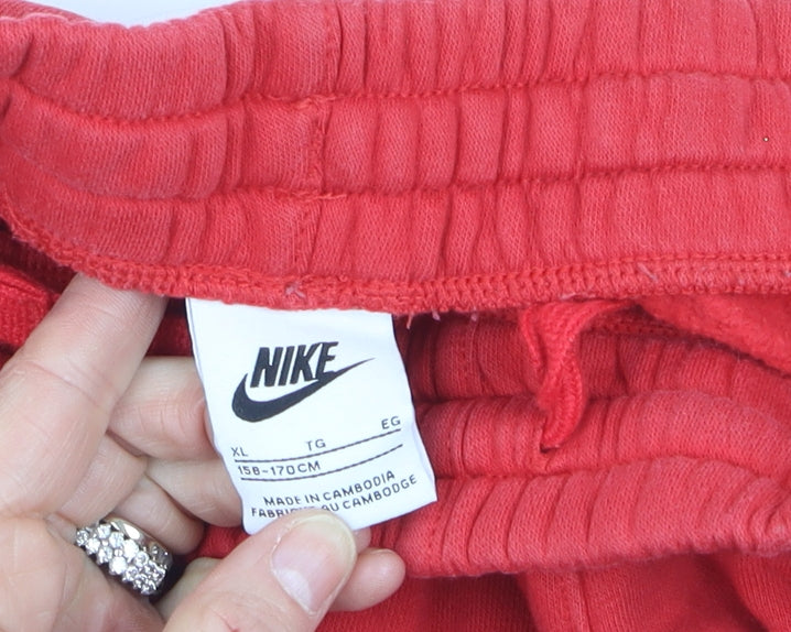 Nike Womens Red XL Jogger Sweatpants Elastic Waist Fleece Lined