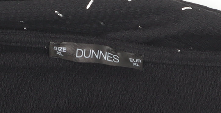 Dunnes Women Black XL V-Neck Long Sleeve Shift Dress
