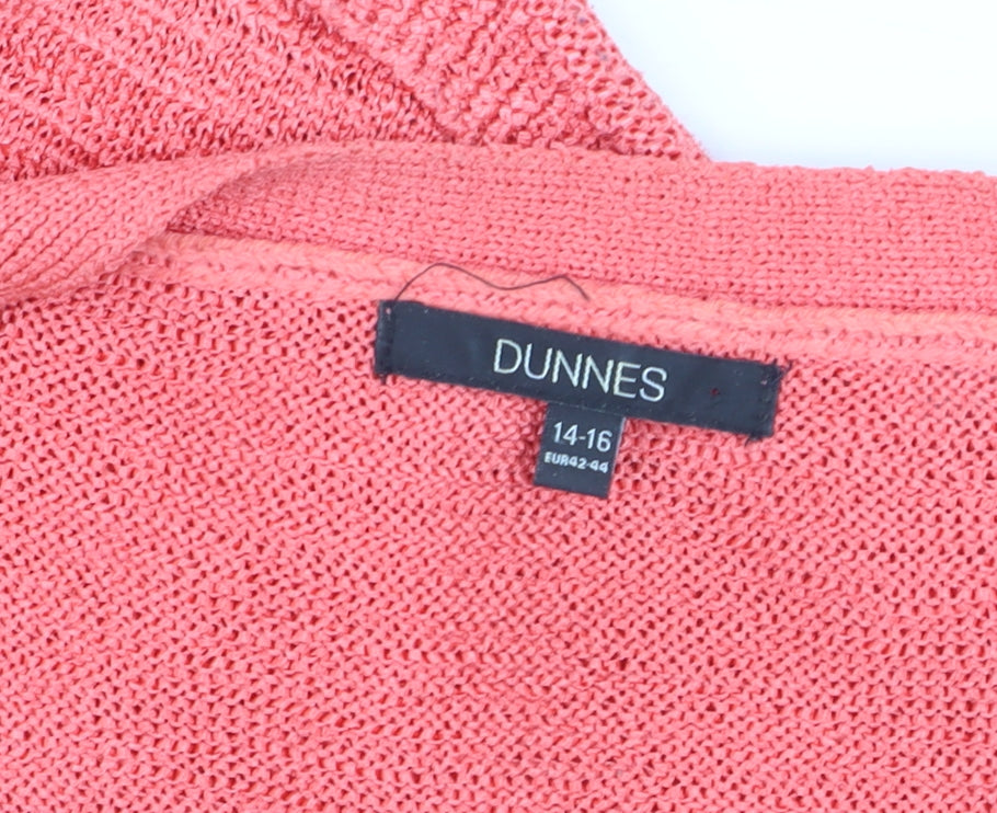 Dunnes Women Pink Short Sleeve Tie Front Wrap Knit Blouse Size 14