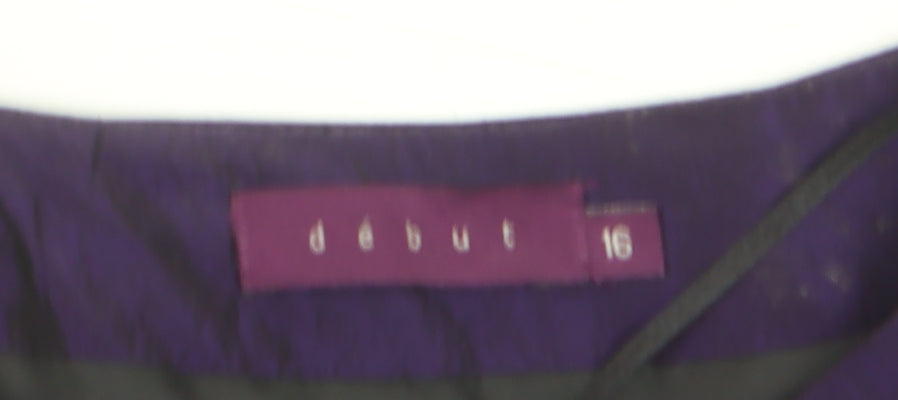 Debut Women's Purple Cropped Satin Bolero Jacket Size 16