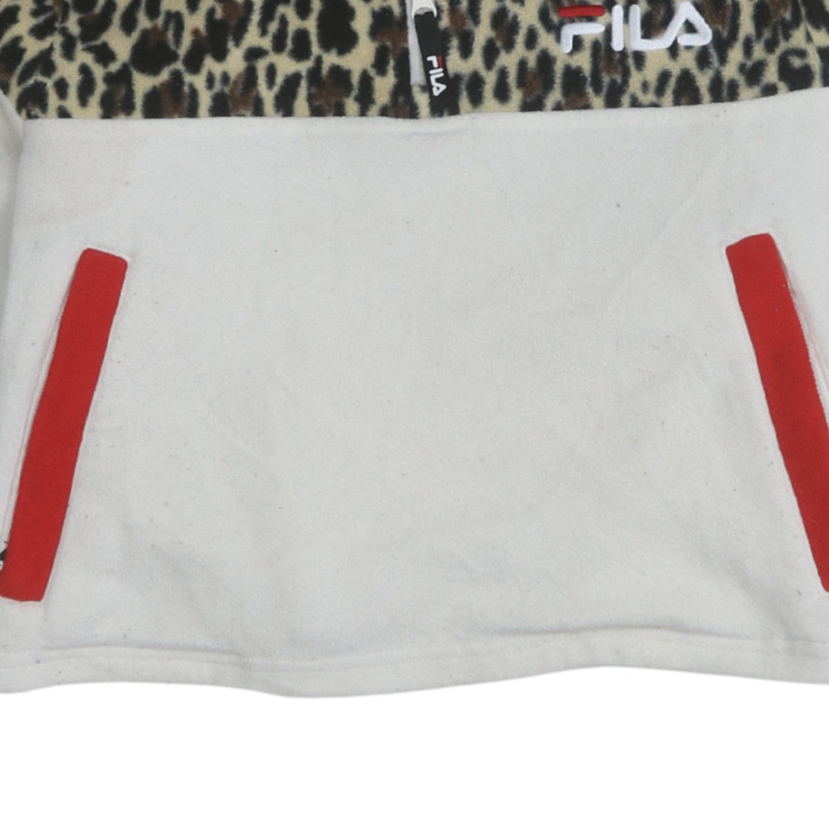 Fila Womens White Leopard 1/2 Zip Pullover Sweatshirt Size S