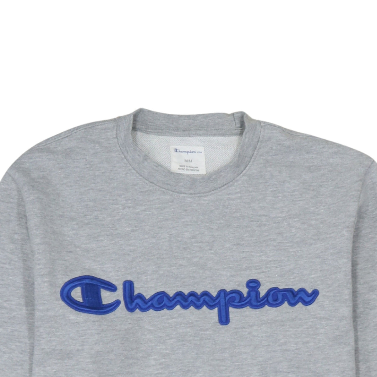 Champion Men's Grey Crew Neck Embroidered Logo Sweatshirt M