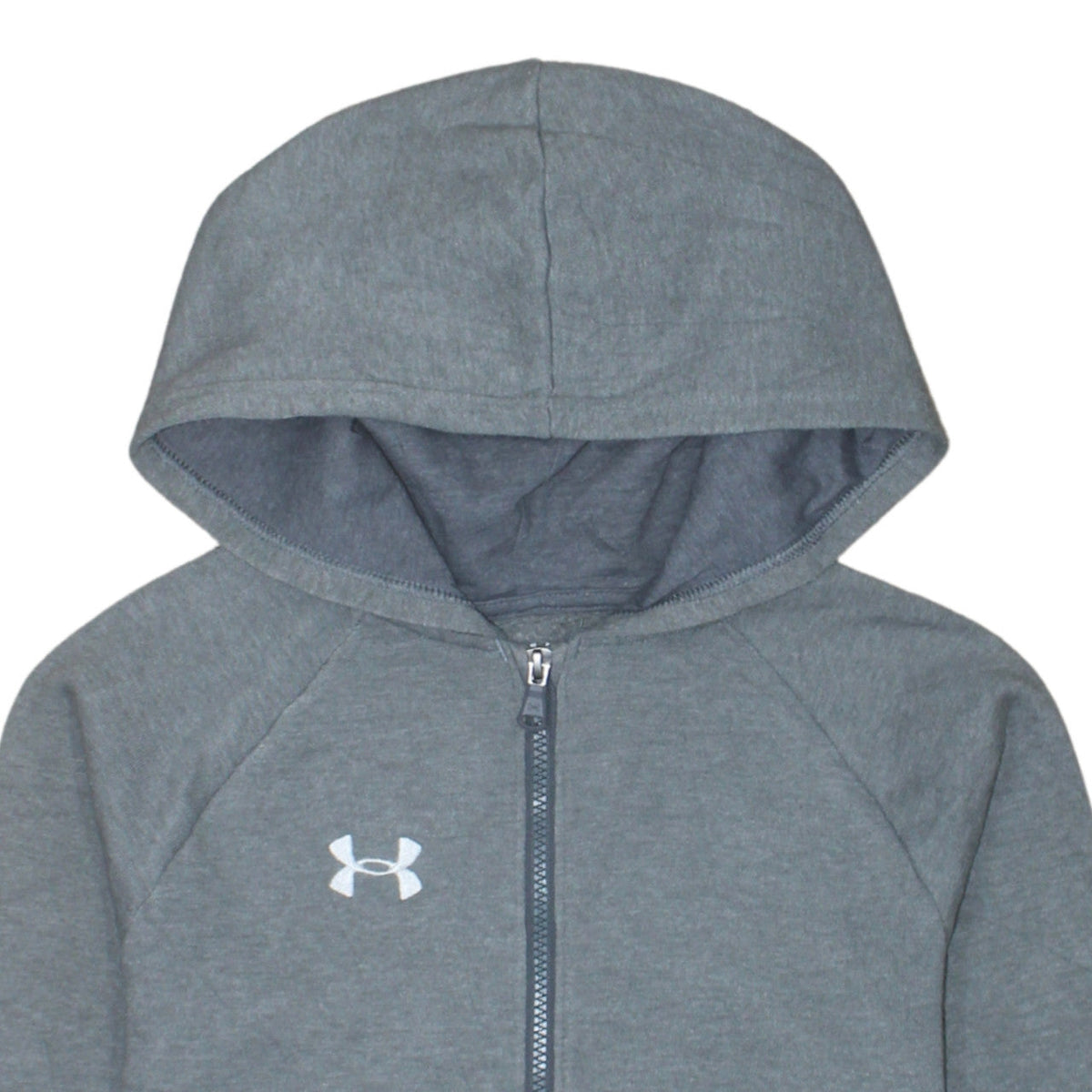 Under Armour Boys Grey Full Zip Hoodie Size 158 (13 Years) Cotton Blend