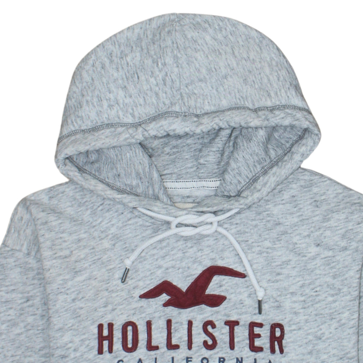 Hollister Women Grey Pullover Hoodie L Logo Graphic Soft Cotton Blend