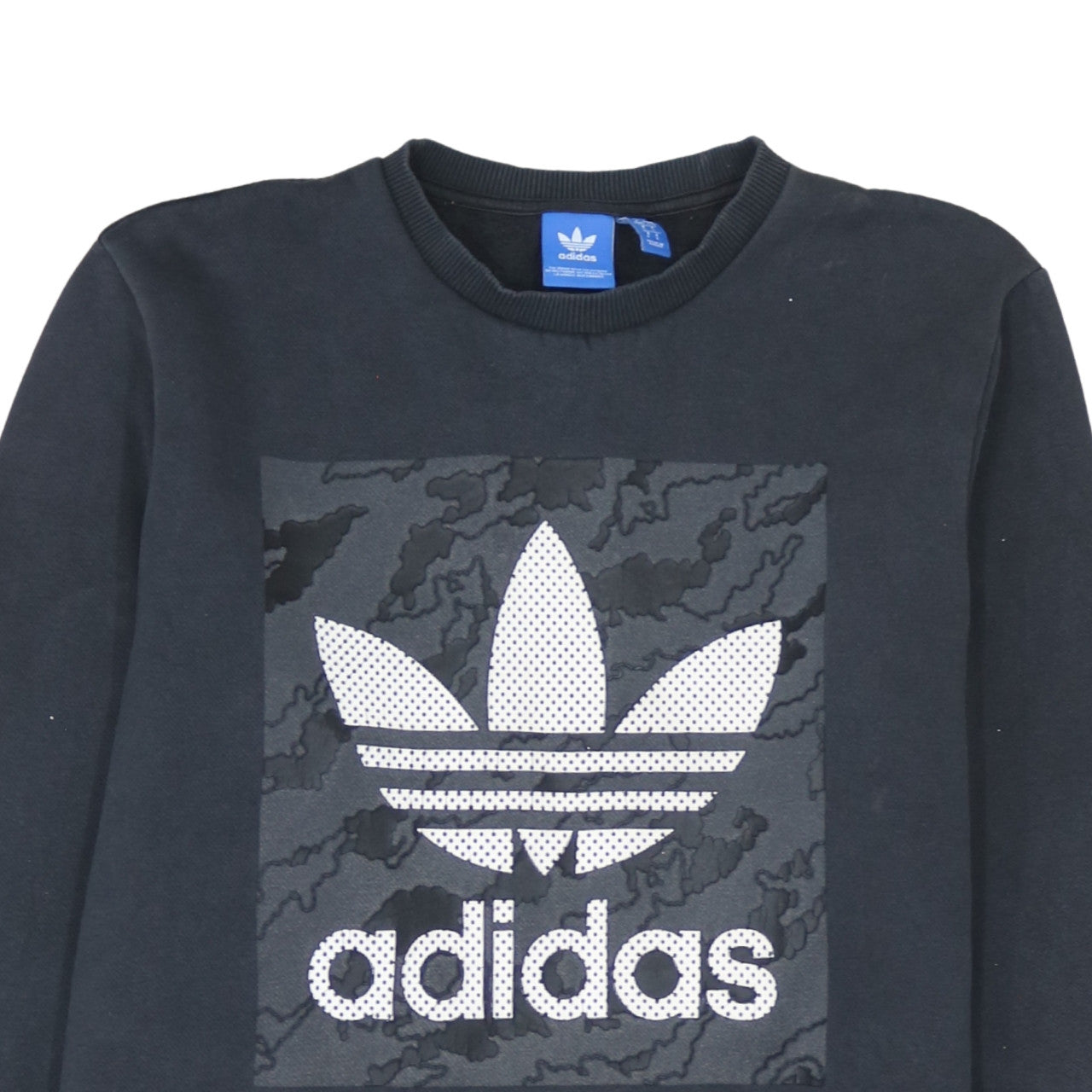 Adidas Men's Black Logo Crew Neck Fleece Sweatshirt Size L