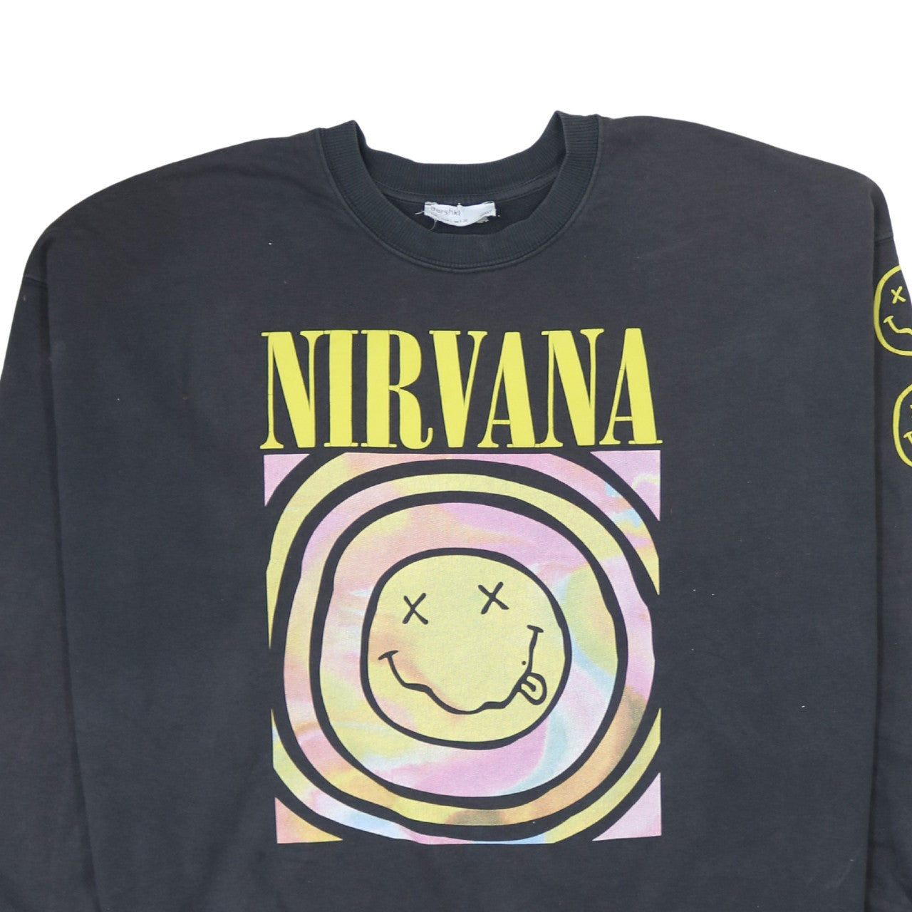 Bershka Womens Black Nirvana Graphic Pullover Sweatshirt L