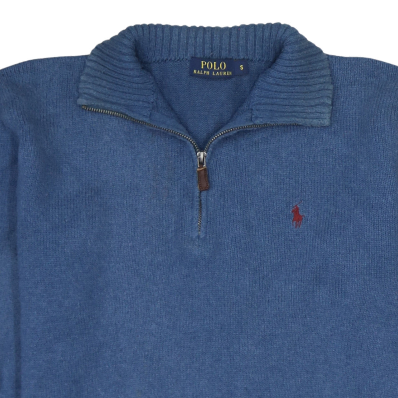 Ralph Lauren Men's Blue 1/2 Zip Cotton Knit Jumper Size S