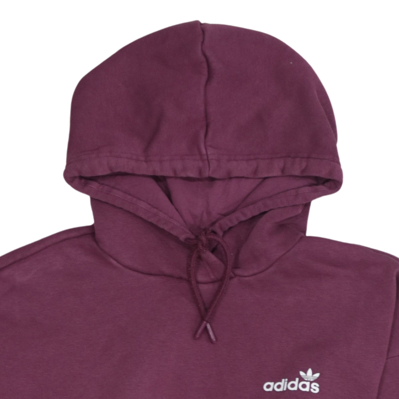 Adidas Womens Burgundy Pullover Hoodie Size 12 Logo Print Cotton Blend