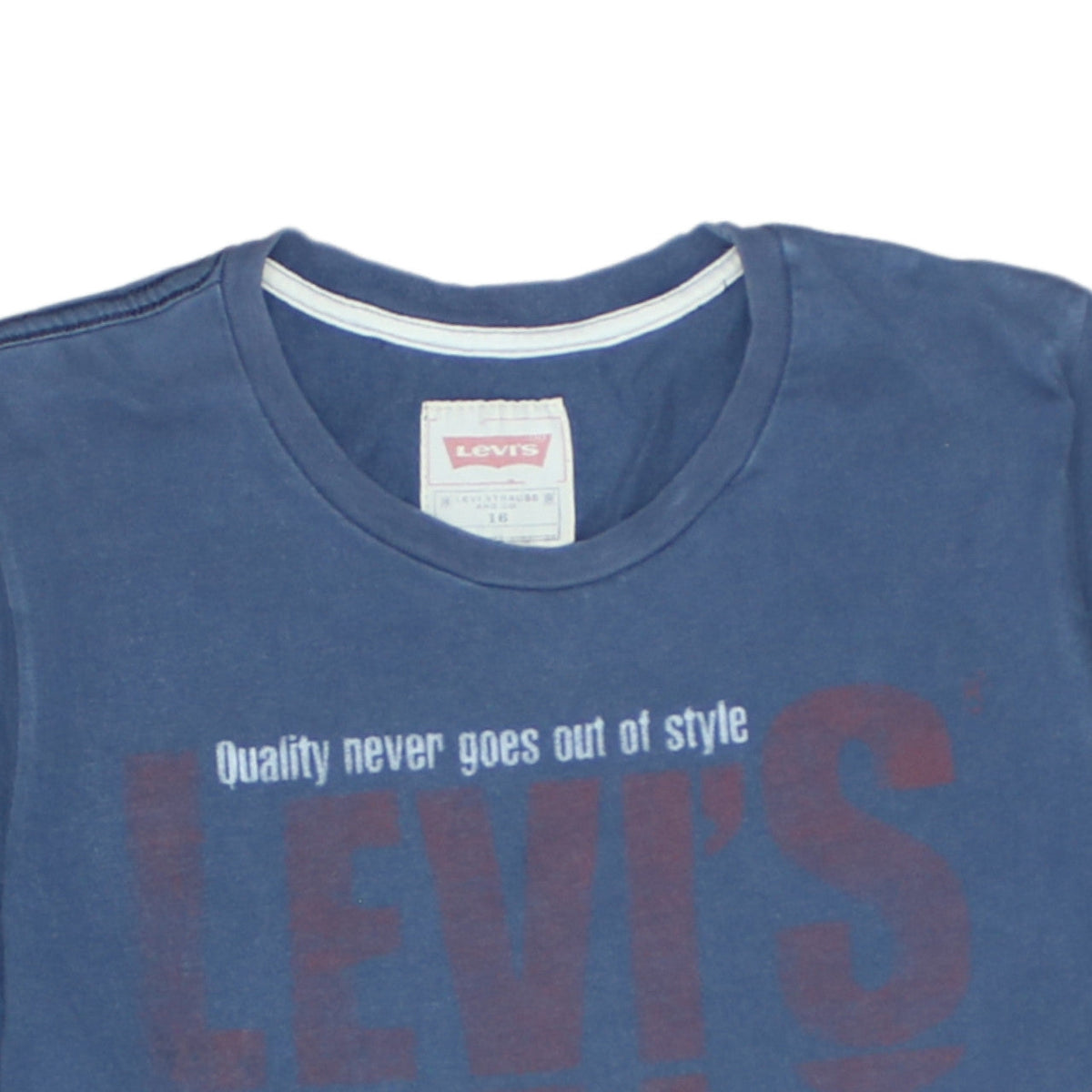 Levi's Boys Blue Graphic Logo T-Shirt Size 16 Years Cotton Crew Neck