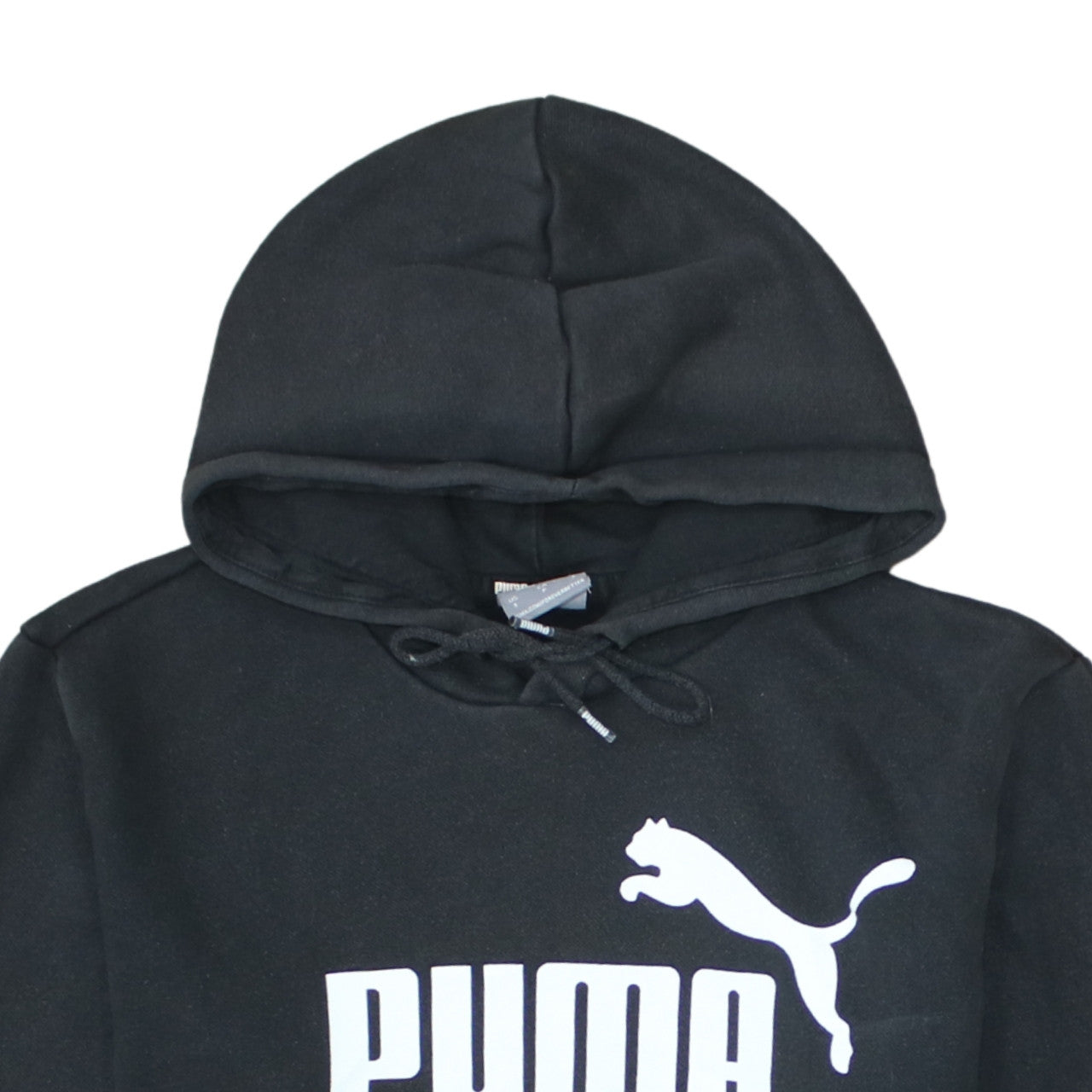 Puma Men's Black Small Pullover Hoodie with Logo Print
