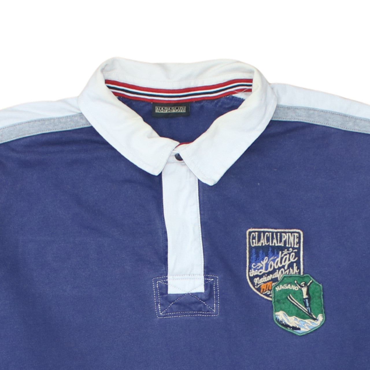 Napapijri Men's Blue 3XL Long Sleeve Cotton Polo Shirt