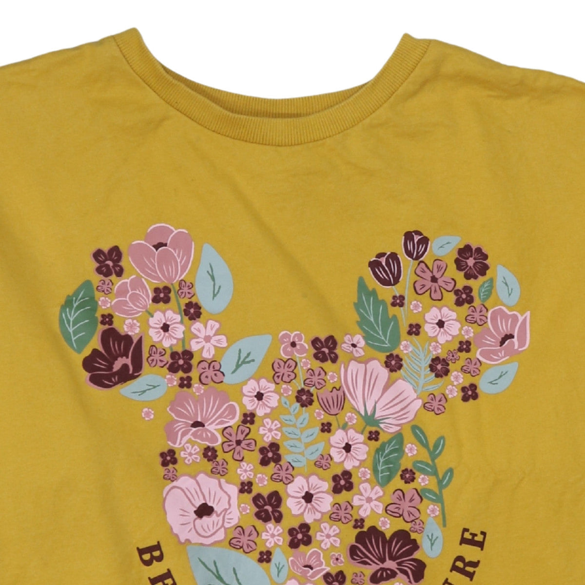 Disney Tu Women's Yellow Floral Minnie Sweatshirt Size 10 Cotton