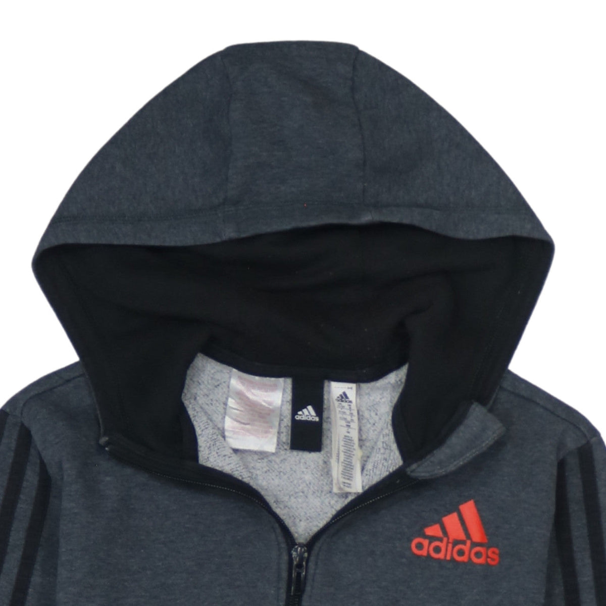 Adidas Boys Grey Full Zip Colourblock Hoodie 11-12 Years