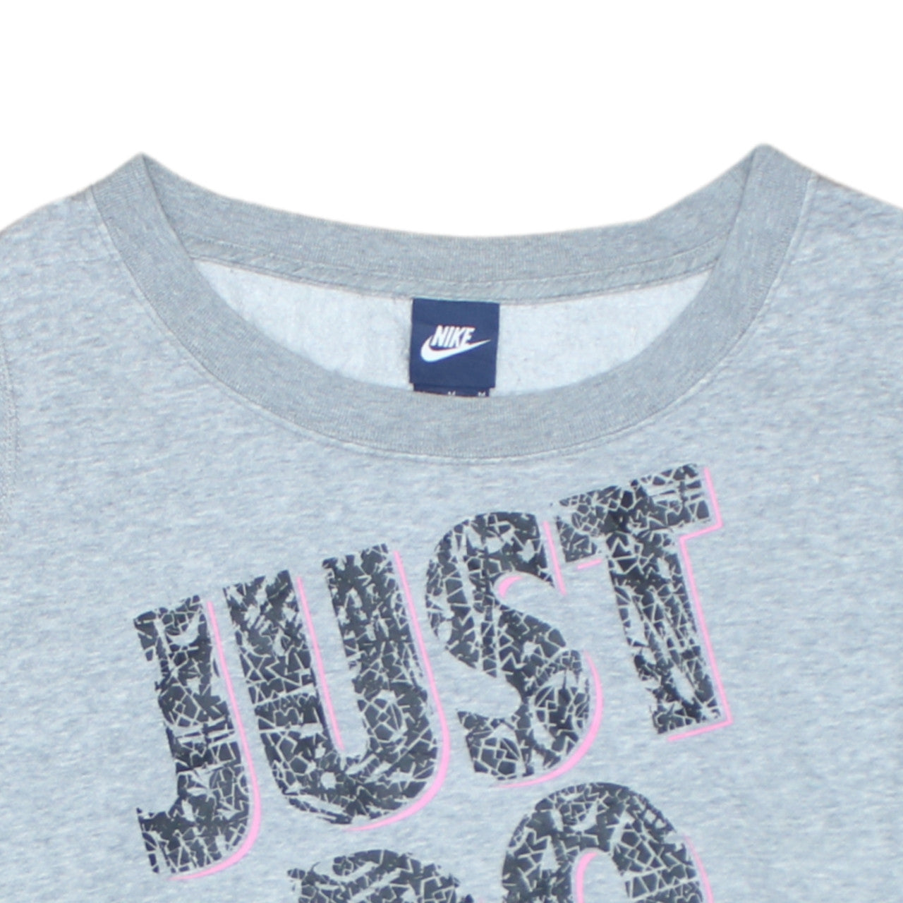 Nike Women Grey Just Do It Crew Neck Pullover Sweatshirt Size M