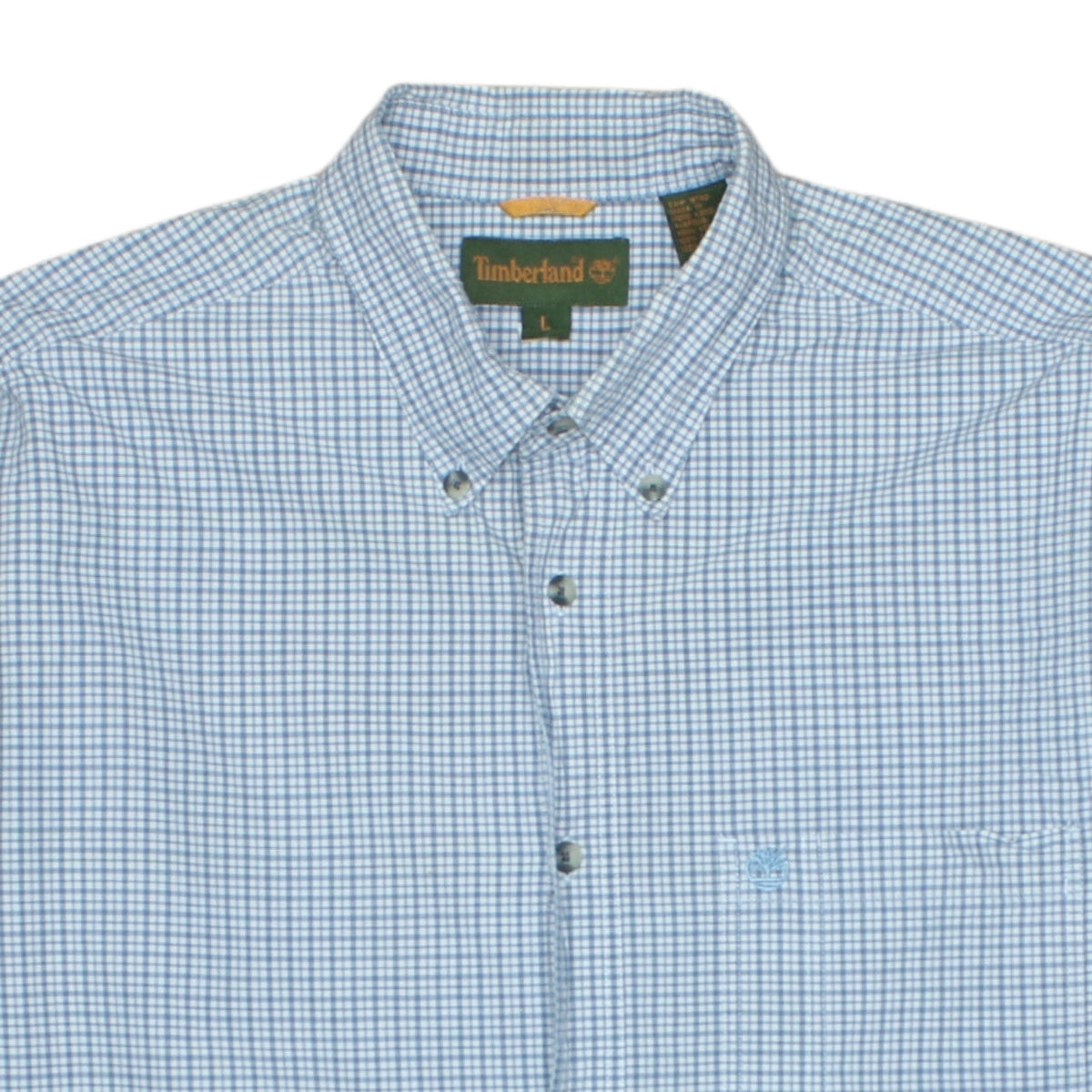 Timberland Men's Blue Check Long Sleeve Button-Down Casual Shirt L