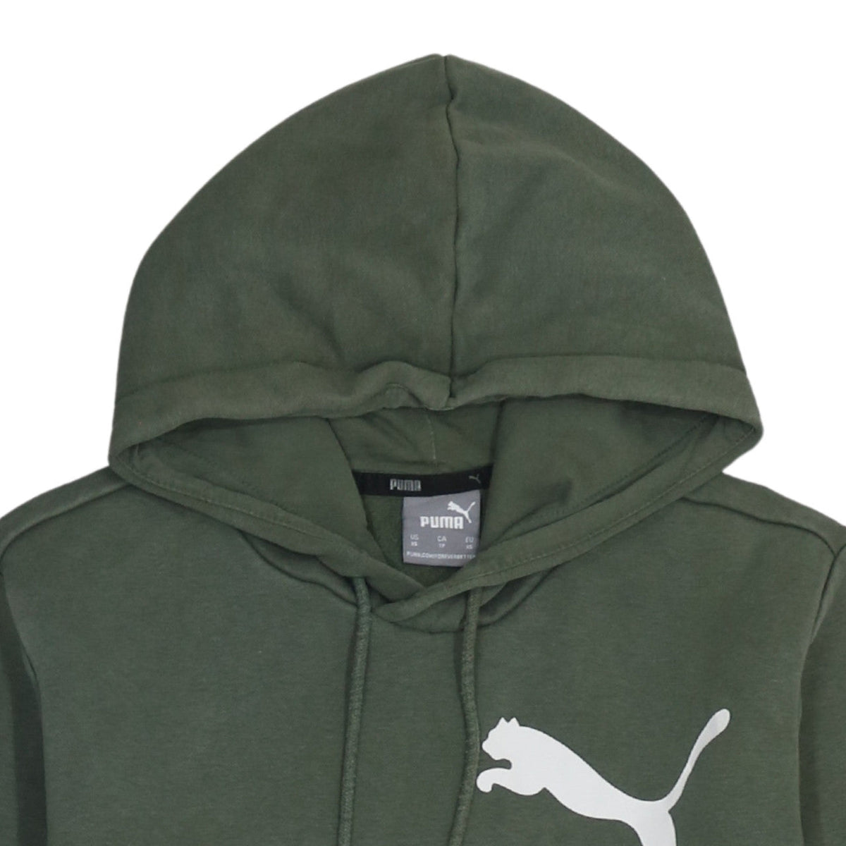 Puma Women’s Green Pullover Hoodie XS Relaxed Fit Casual Sweatshirt