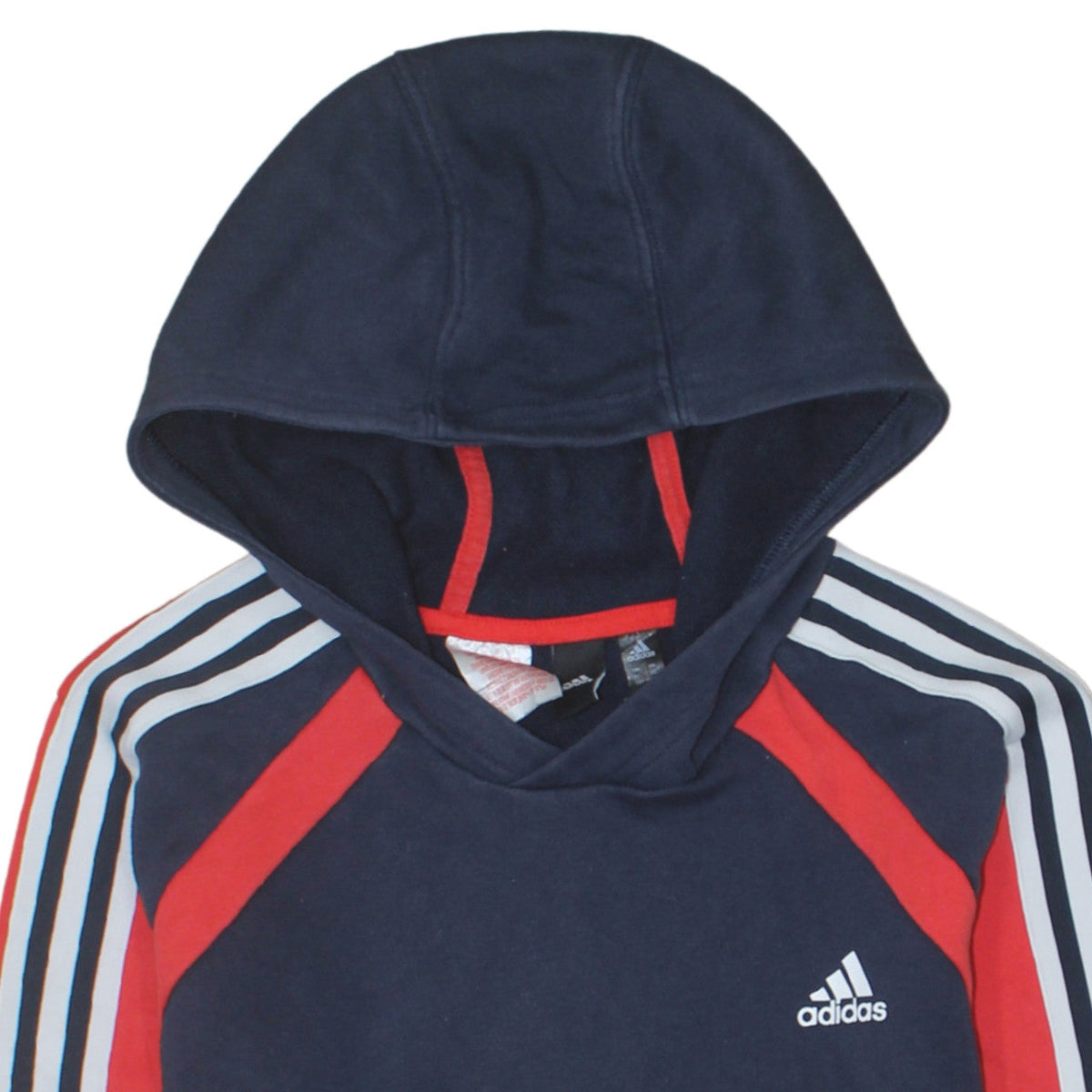 Adidas Boys Navy Red Pullover Hoodie Size 16 Years Cotton Blend