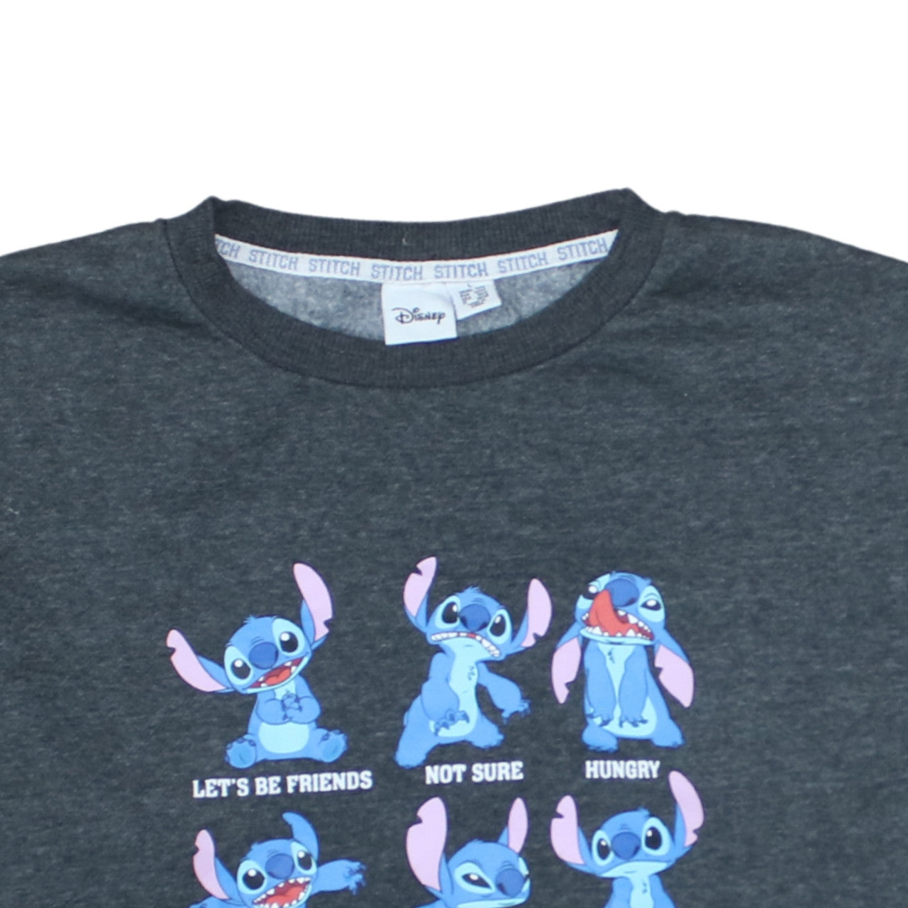Disney Women’s Grey Stitch Sweatshirt Lilo & Stitch Graphic Print Size L