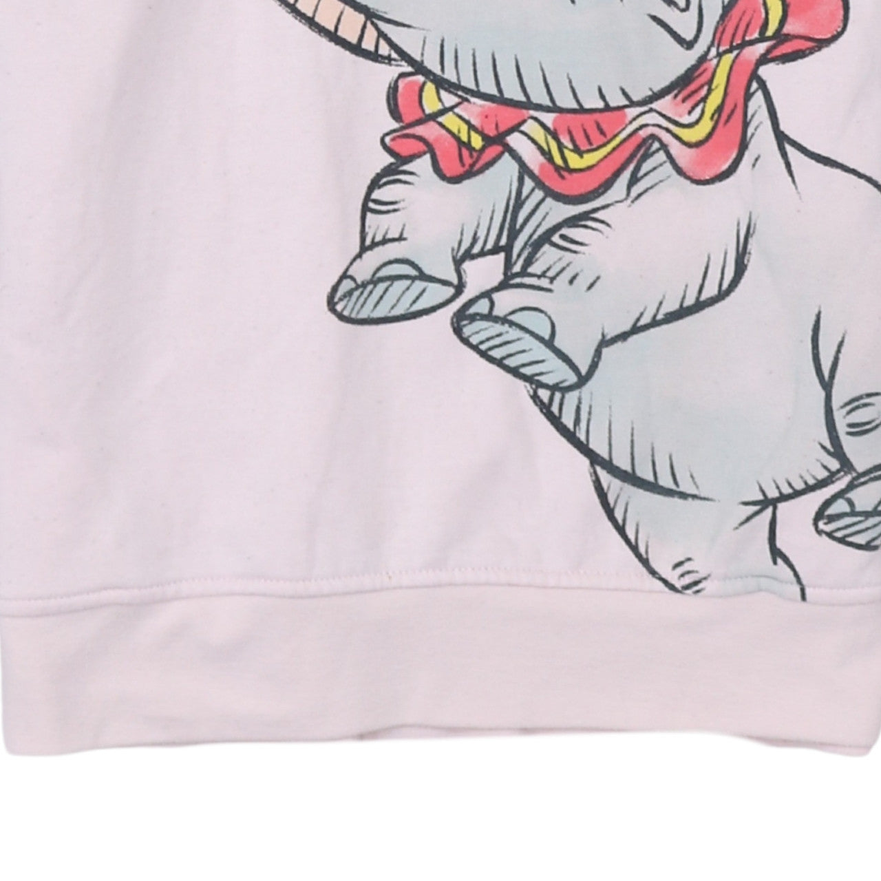 Disney Dumbo Pink Pullover Hoodie Women 2XS Cotton Graphic Sweatshirt
