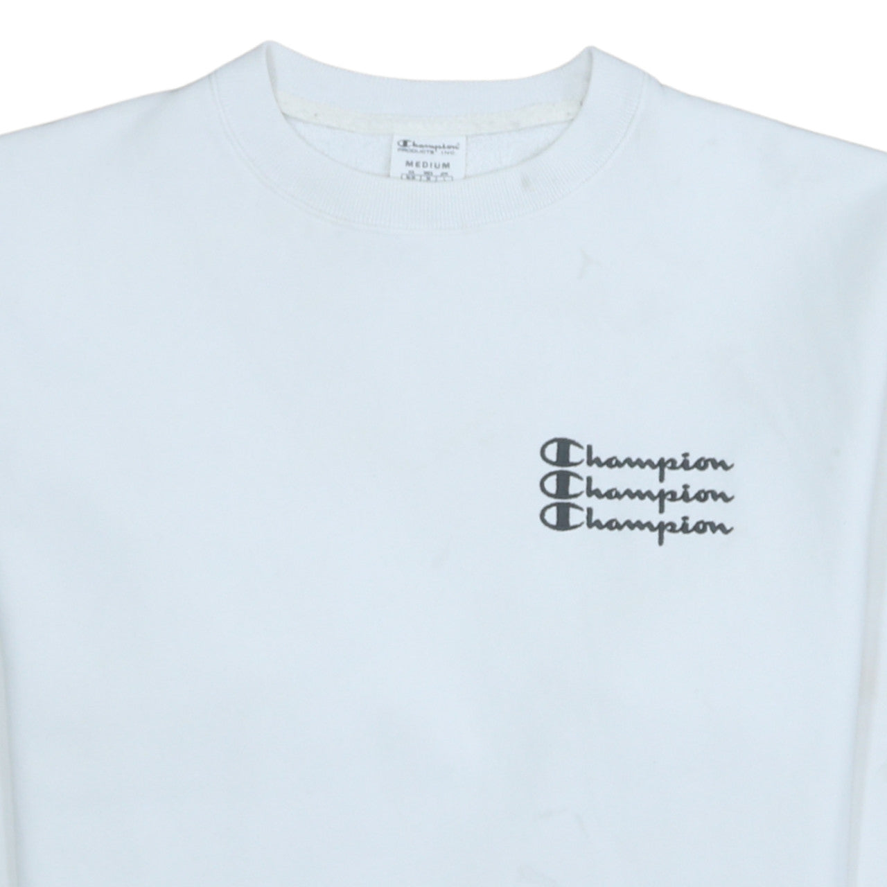 Champion Men's White Medium Crew Neck Pullover Sweatshirt