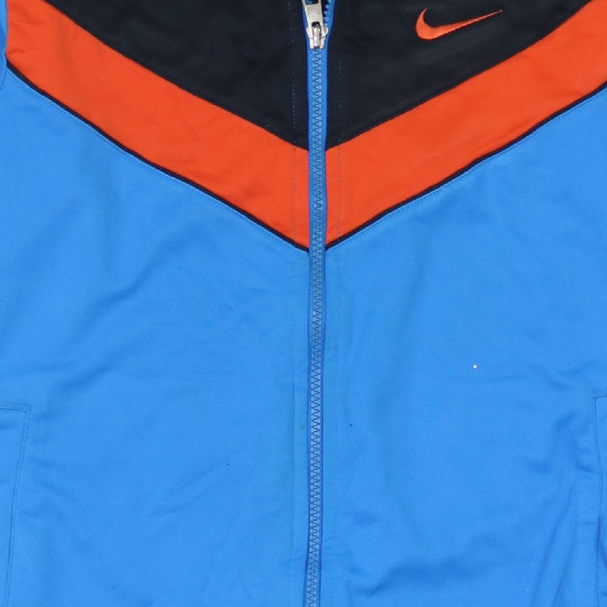 Nike Boys Blue Black Orange Full Zip Sweatshirt L Logo Colourblock