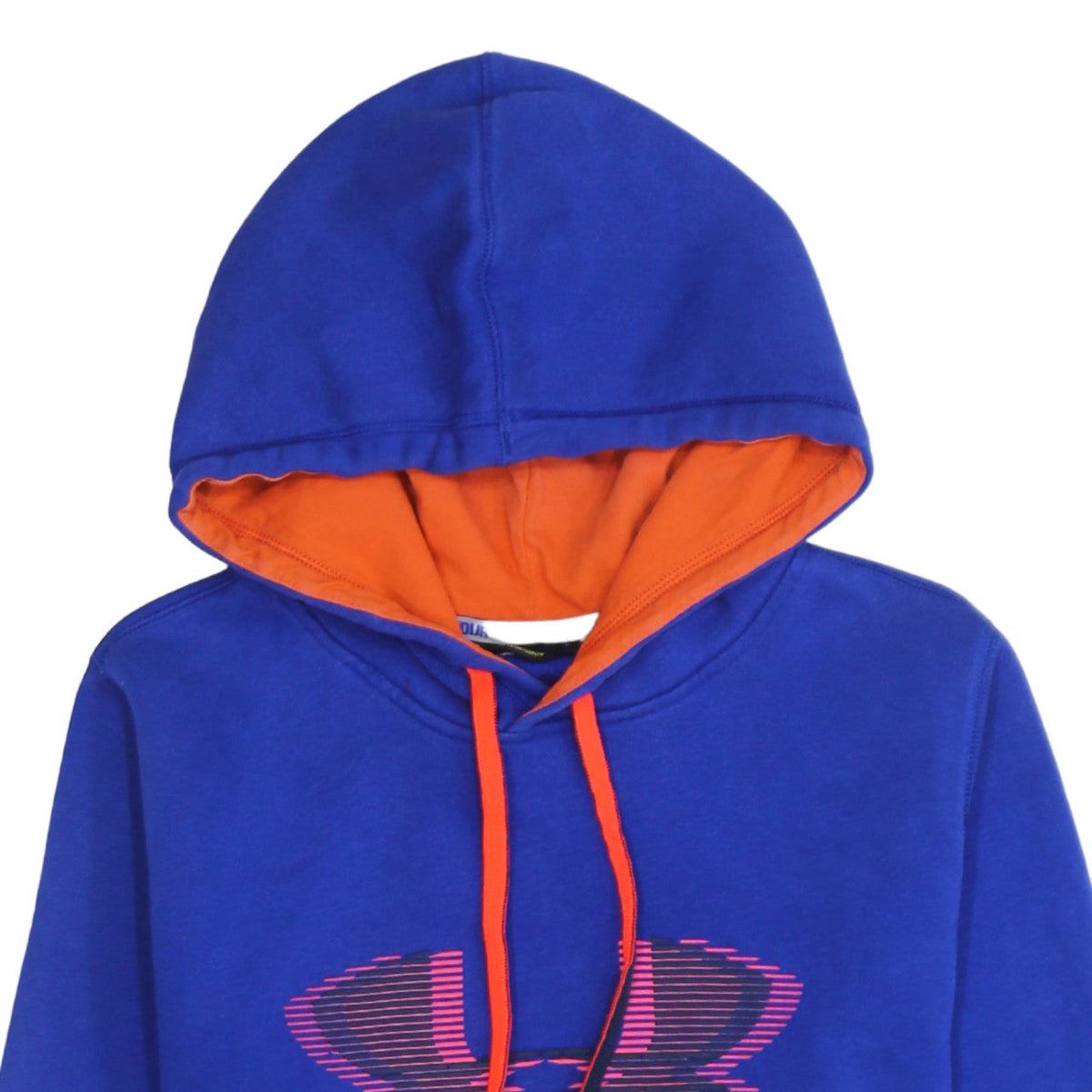 Under Armour Men's Blue Pullover Hoodie Size S Loose Fit Logo Fleece