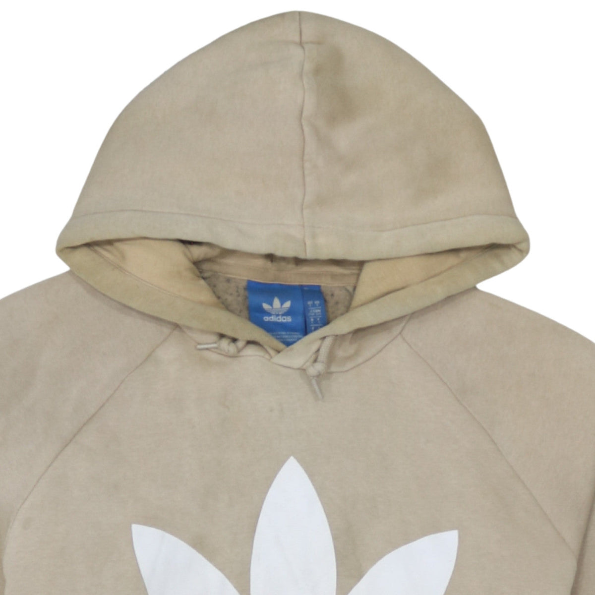 Adidas Men’s Beige Pullover Hoodie L Logo Graphic Cotton Blend