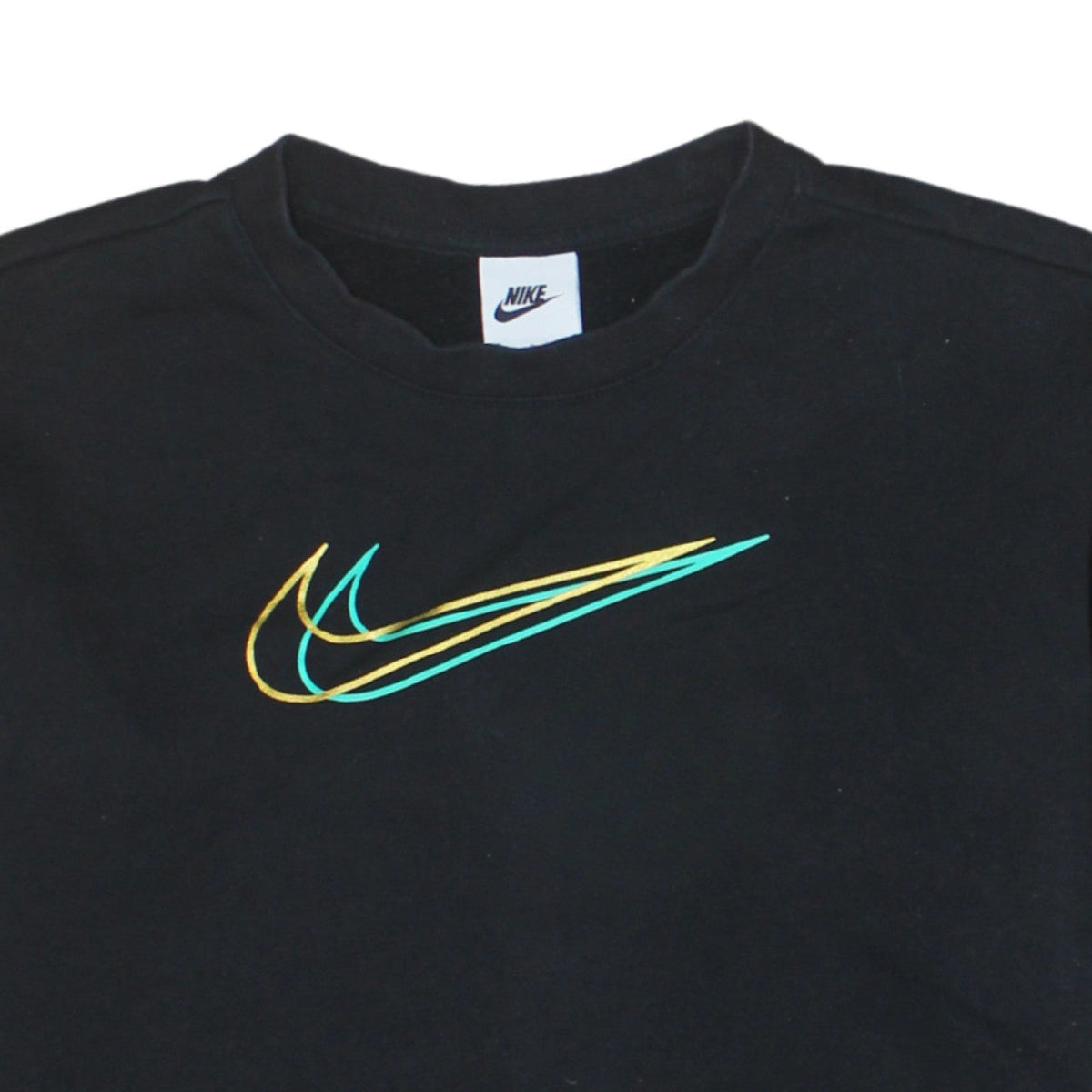 Nike Boys Black Large Sweatshirt with Multicoloured Swoosh Logo