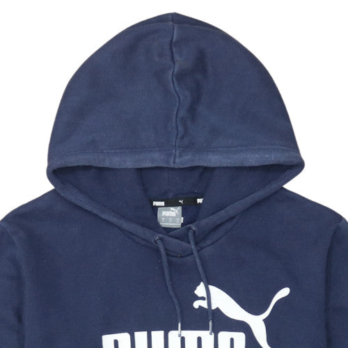 Puma Mens Blue Pullover Hoodie XL Logo Fleece Sweatshirt