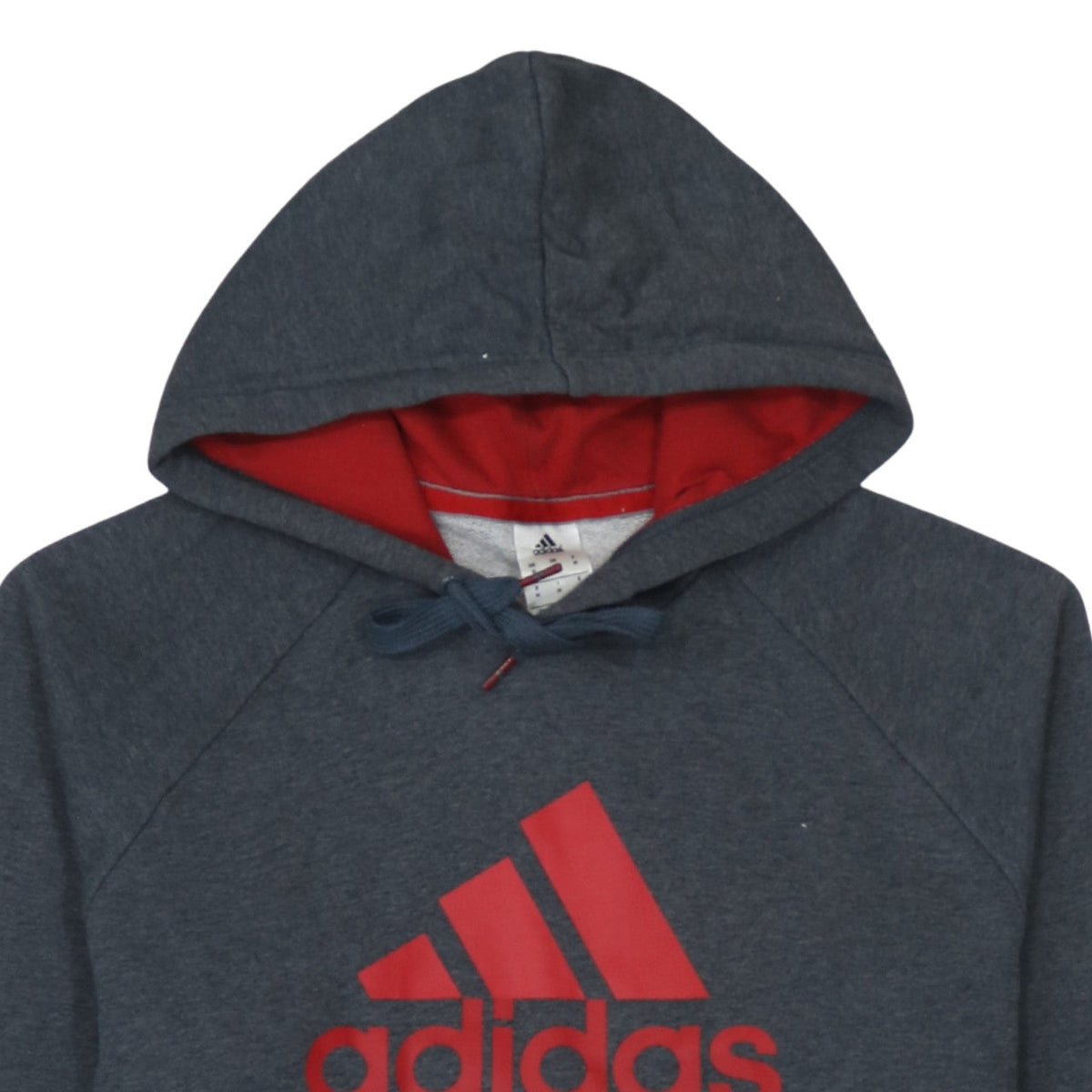 Adidas Men’s Grey Red Logo Pullover Hoodie Size M
