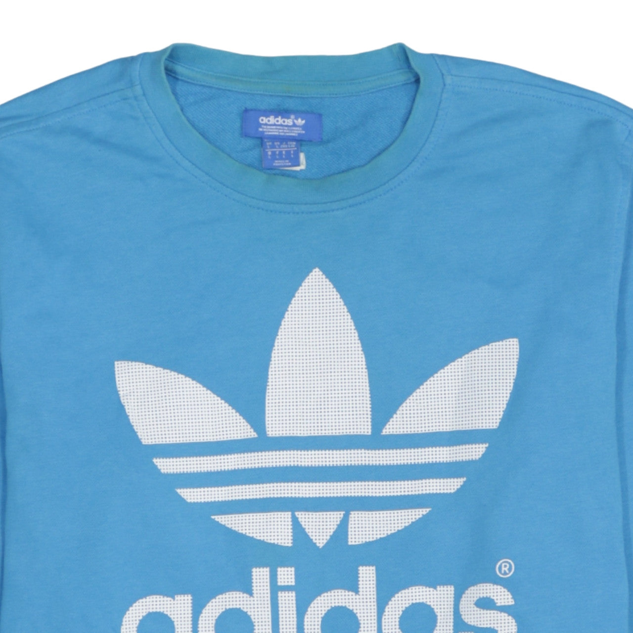 Adidas Mens Blue Large Crew Neck Pullover Sweatshirt with Logo
