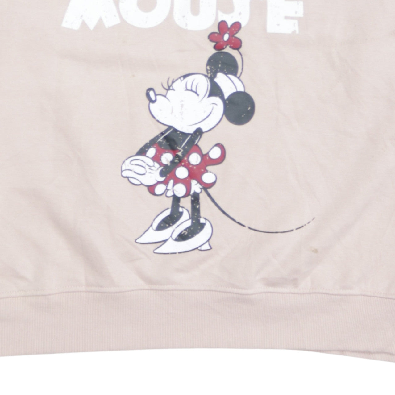 Disney Women’s Beige Minnie Mouse Pullover Sweatshirt Size L 14/16