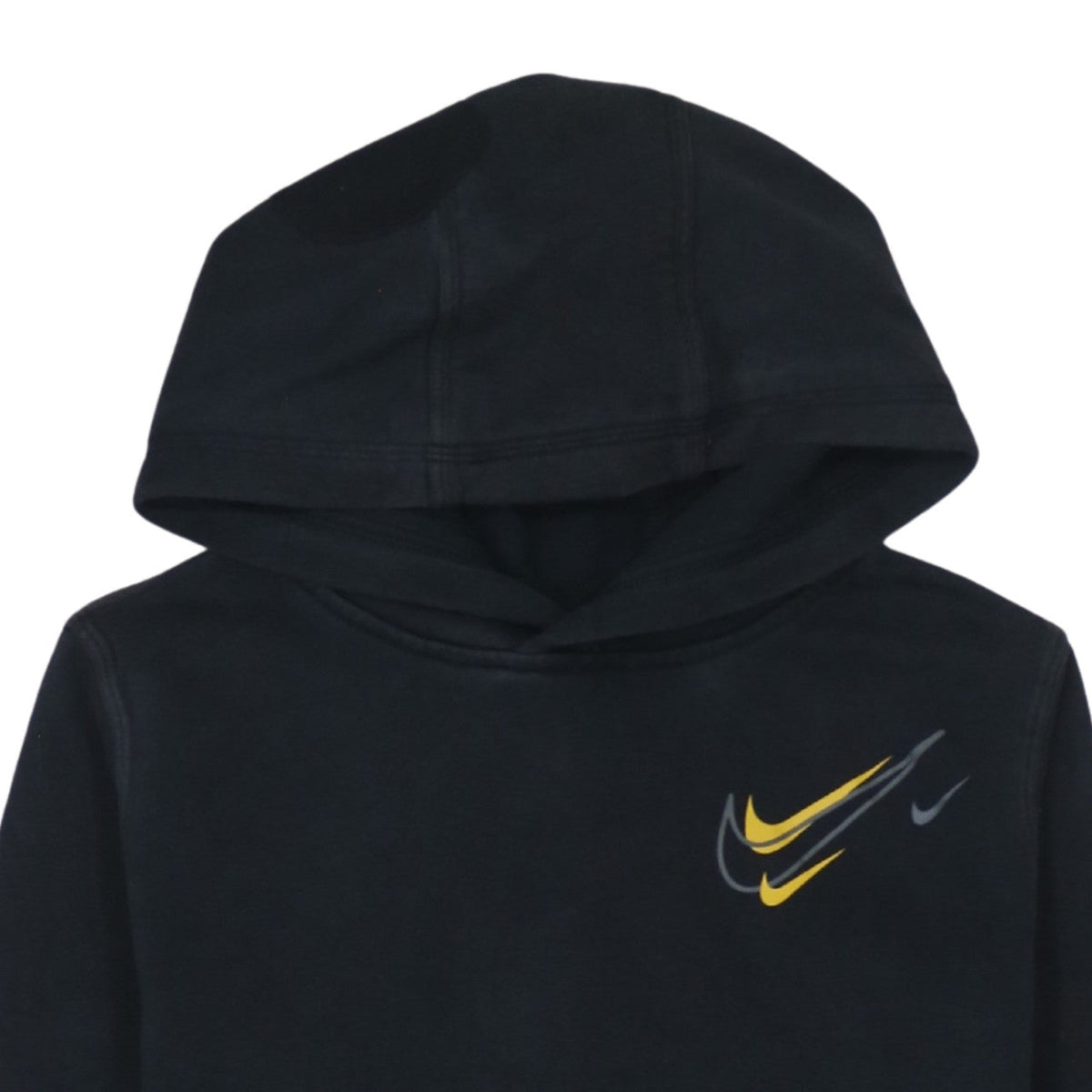 Nike Boys Black XL Pullover Hoodie with Yellow Logo Print