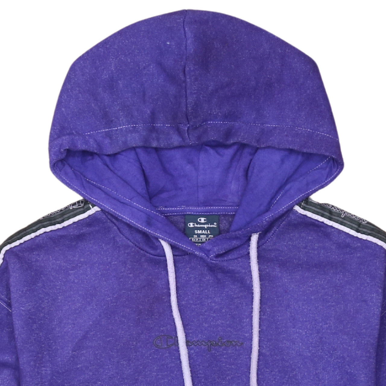 Champion Men's Purple Pullover Hoodie Small Logo Tape Long Sleeve
