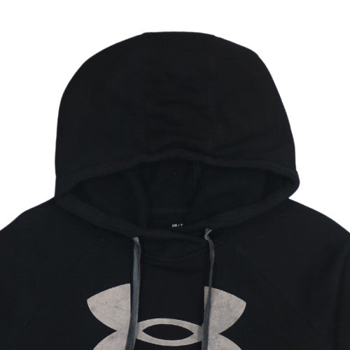 Under Armour Boys Black Pullover Hoodie Small Loose Fit Graphic Print