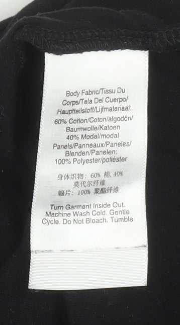 DKNY Womens Black Puff Sleeve Cotton Blend Blouse Size L