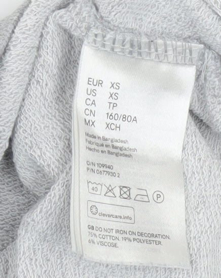 H&M Women Grey XS Pullover Sweatshirt Basic Crew Neck