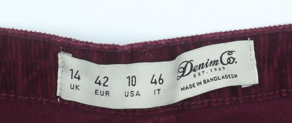 Denim Co Womens Red Corduroy A-Line Skirt UK 14 Short Casual