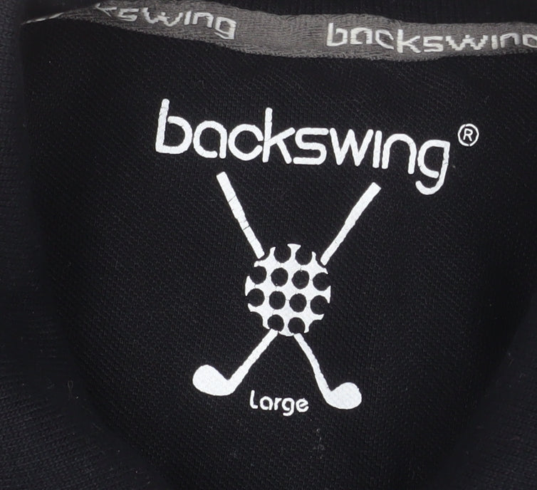 Backswing Men's Black Polo Shirt Large Golf Casual Top