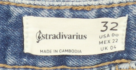 Stradivarius Women’s Blue Straight High Rise Jeans Size UK 4