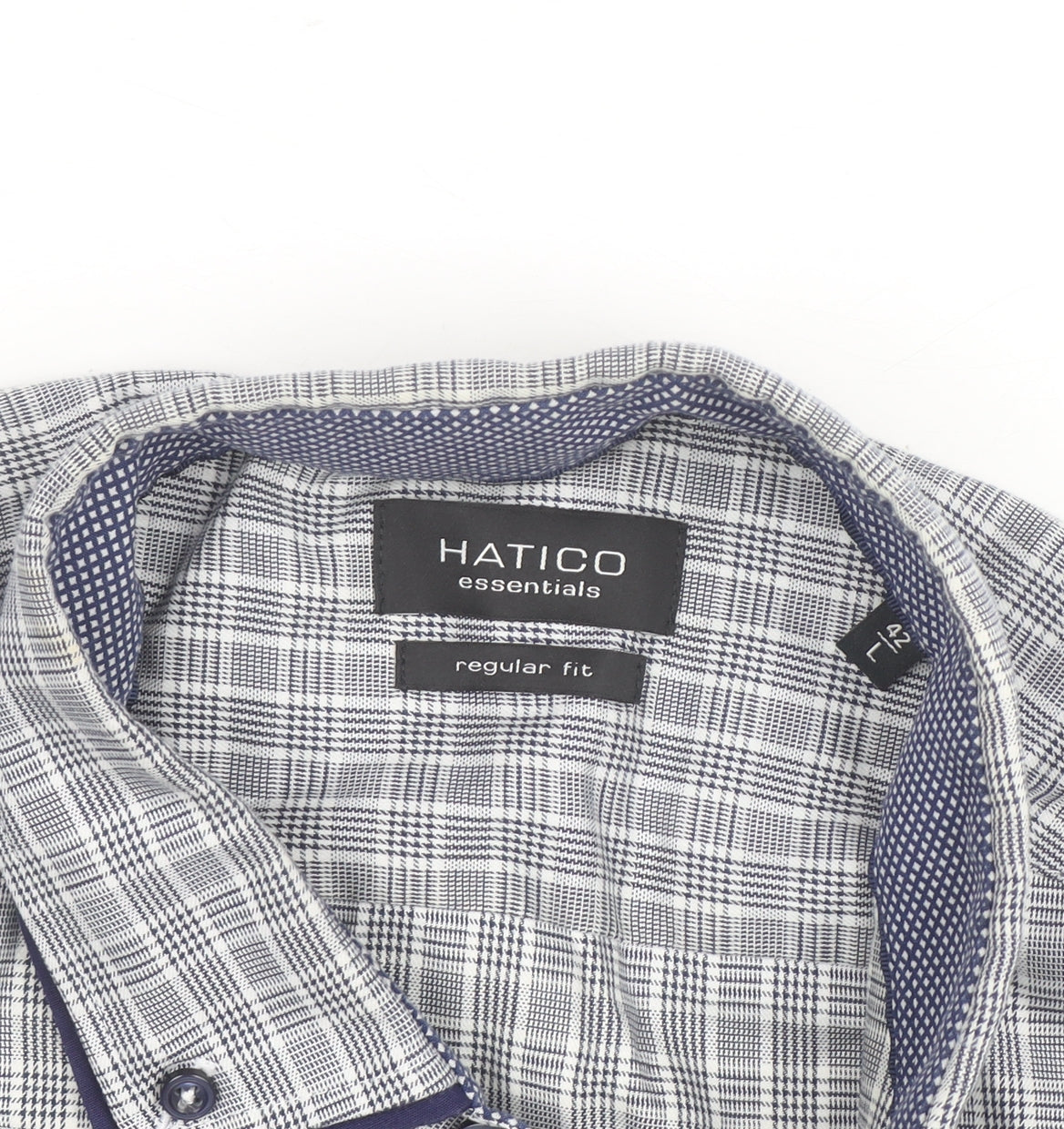 Hatico Essentials Men's Blue Check Regular Fit Long Sleeve Button-Up Shirt Size 17